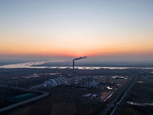 istock Aerial view of thermal power generation at sunset 2254125555