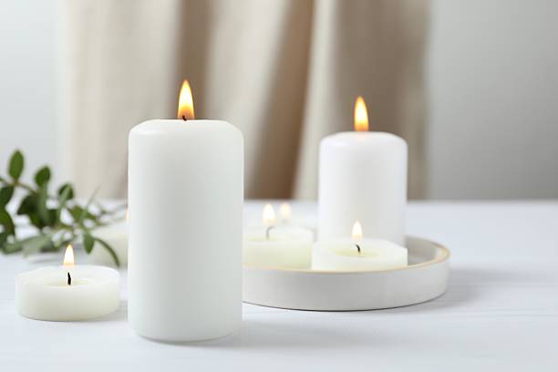 istock Beautiful composition with candles on the table 2254130290
