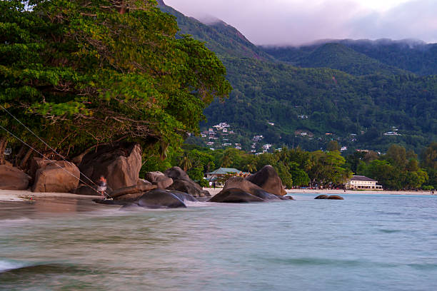 Autumn trip in the  beach Beau Vallon on  Seychelles Mahe