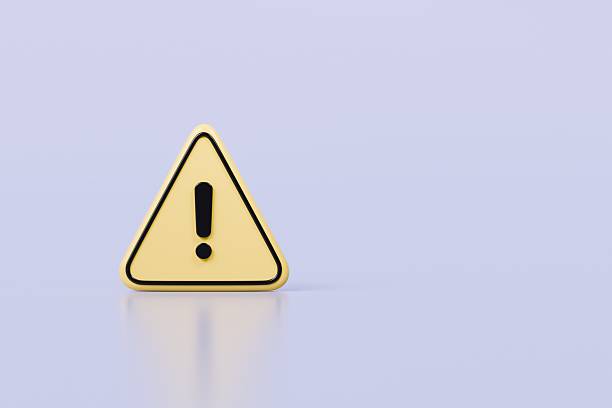 istock 3D Warning Caution icon sign symbol isolated on purple background. Error alert safety concept.3d Minimal exclamation mark or attention warning icon. beware, watch out, be careful, danger. 3d render. 2254143042