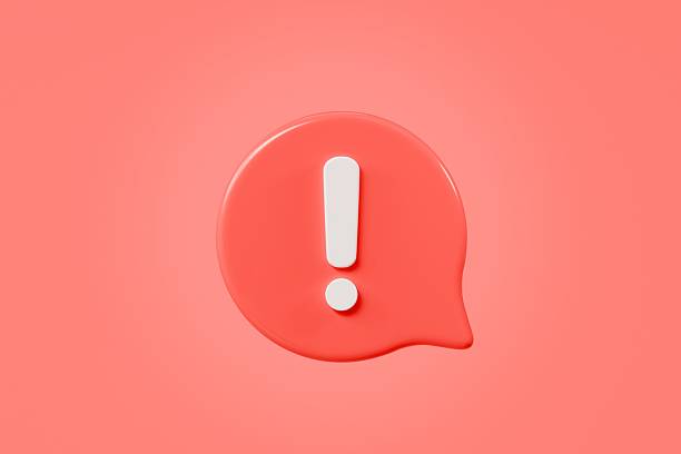 istock 3D Warning Caution icon sign symbol isolated on purple background. Error alert safety concept. Alert Icon red attention alarm danger warning sign. beware, watch out, be careful, danger. 3d render. 2254143482