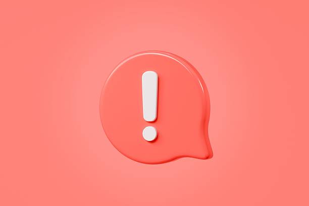 istock 3D Warning Caution icon sign symbol isolated on purple background. Error alert safety concept. Alert Icon red attention alarm danger warning sign. beware, watch out, be careful, danger. 3d render. 2254143487
