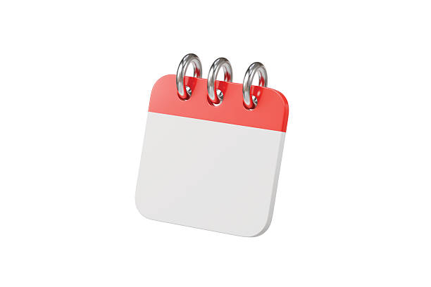 istock 3d Empty Red Calendar with clock icon on isolated white background. Reminder notification or Time management concept. Website Ui design icon. Minimal 3d cartoon red calendar time zone icon. 3d render. 2254143856