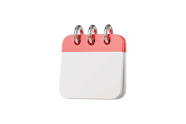 istock 3d Empty Red Calendar with clock icon on isolated white background. Reminder notification or Time management concept. Website Ui design icon. Minimal 3d cartoon red calendar time zone icon. 3d render. 2254144060