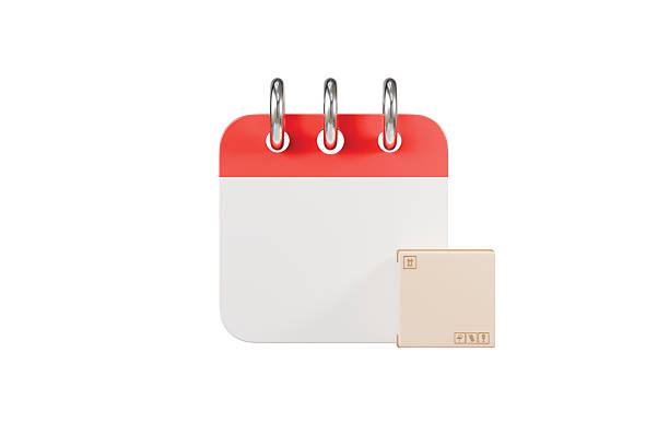 istock 3d calendar box icon. schedule concept. Minimal cartoon calendar parcel package box (calendar with box icon) for logistics delivery plan isolated on white transparent background. 3d render 2254144061