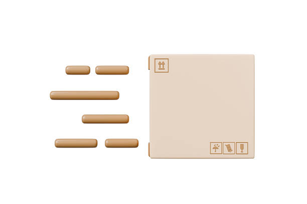 3d fast shipping box icon. express delivery concept. Minimal cartoon parcel package logistics shipping for ecommerce delivery app banner. isolated on white background. 3d render.
