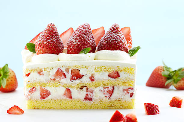 istock Fresh delicious strawberry cake on white background 2254144645
