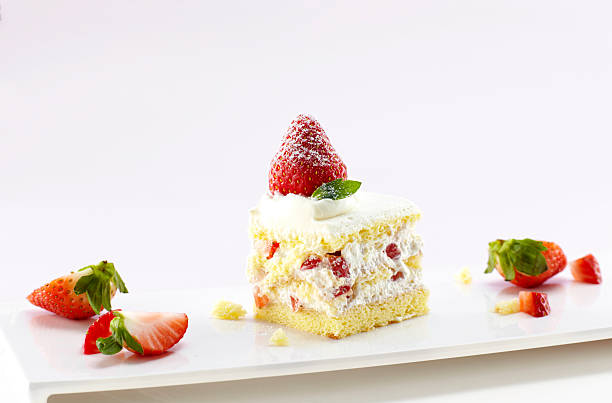 istock Fresh delicious strawberry cake on white background 2254144646