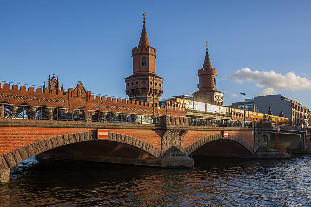 istock Iconic red-brick oberbaum bridge with twin towers crossing a river under a blue sky 2254145218