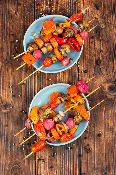 istock Roasted vegetables on skewers. 2254148259