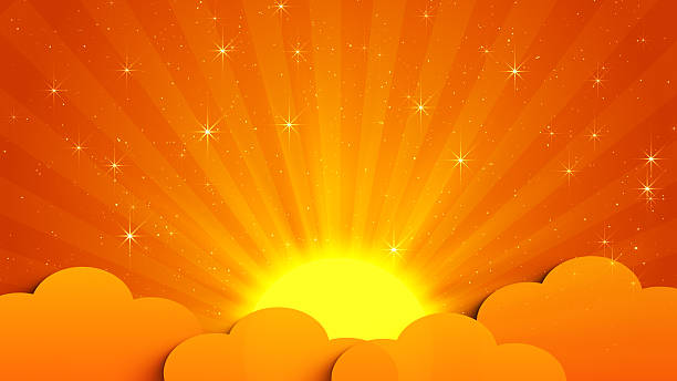 Bright Yellow Sunburst Background with Radiating Orange Rays