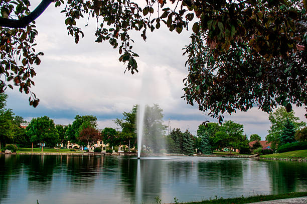 istock Large Water Fountain in a Pond, Dublin, Ohio 2254180186