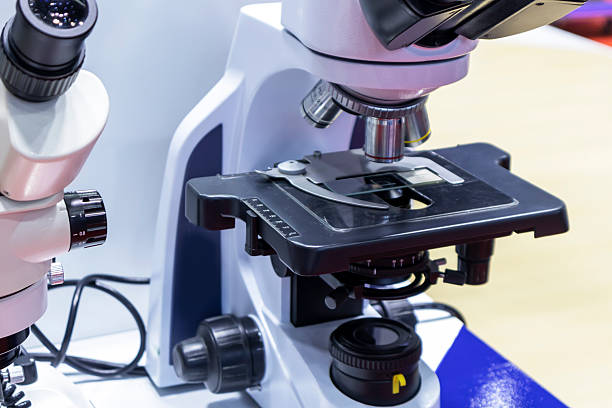 istock Medical microscope equipment and scientific research work. Microscope for studying medical specimens. 2254180721