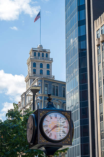 istock Historic clock in downtown Rochester 2254184020