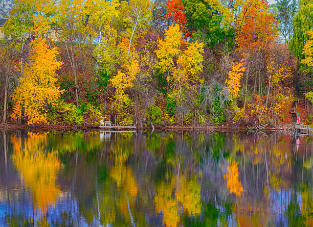 Amazing Autumn colors reflected in tranquil Wisconsin waters.