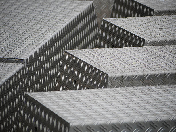 Metal diamond plate textured background.