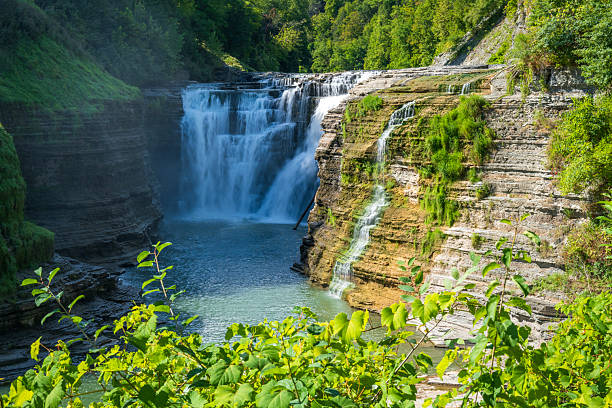 Scenic gorge and waterfalls, Letchworth State Park, Castile, New York, USA