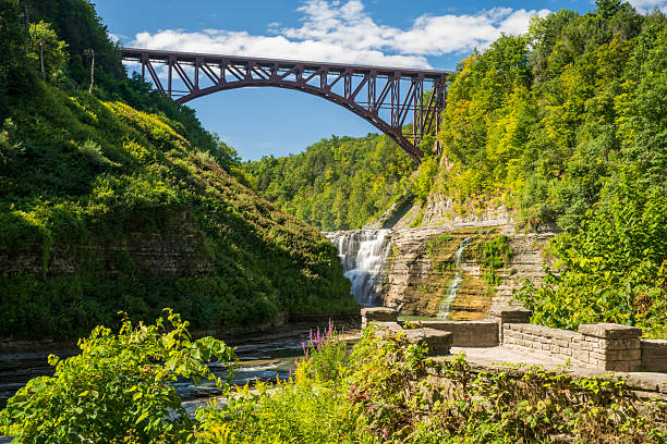 Scenic gorge and waterfalls, Letchworth State Park, Castile, New York, USA