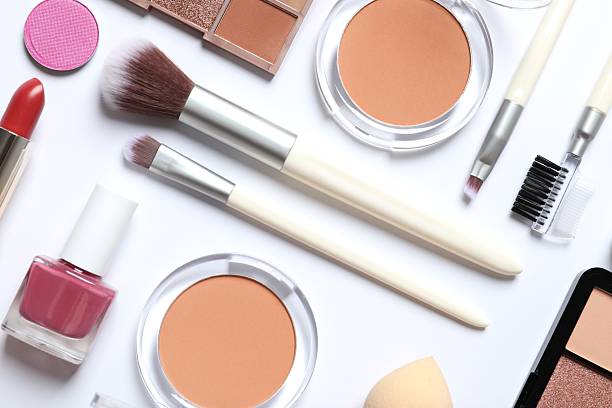 istock Professional decorative cosmetics, make-up products and accessories on white background, minimal style. Beauty, fashion, visage and shopping blogger concept 2254196678