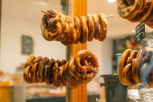 istock Traditional Bavarian-style pretzel in the window 2254196764