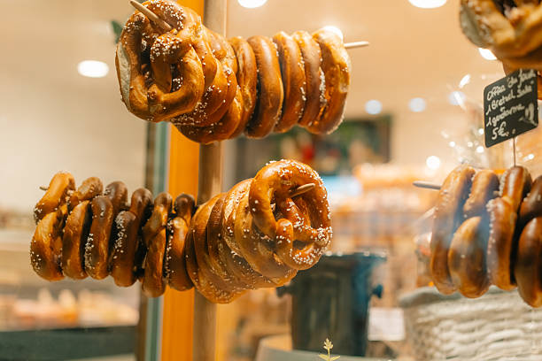 istock Traditional Bavarian-style pretzel in the window 2254196829
