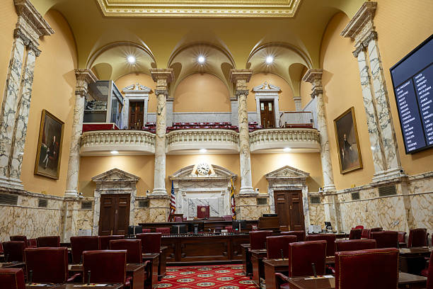 Annapolis, USA - December 27, 2025. Senate Chamber of State Capitol in Annapolis, Maryland, USA