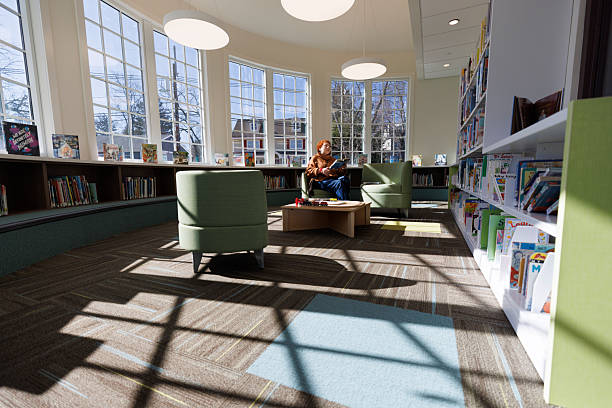Majestic sunrise illuminating the neoclassical architecture of Muncie Public Library, Indiana, symbolizing education and community heritage