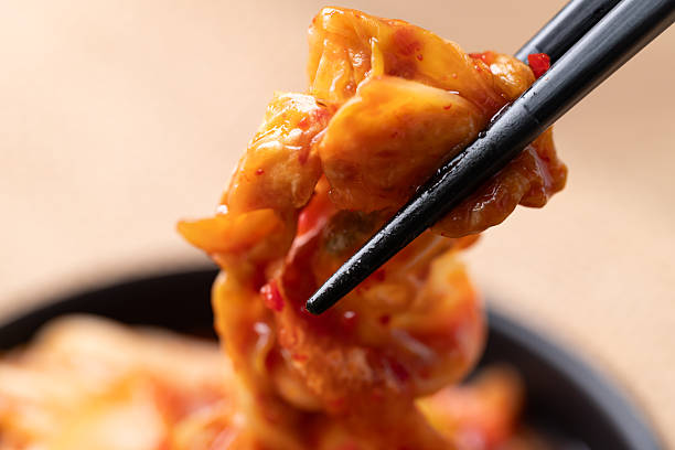 Korean Kimchi cabbage with chopsticks