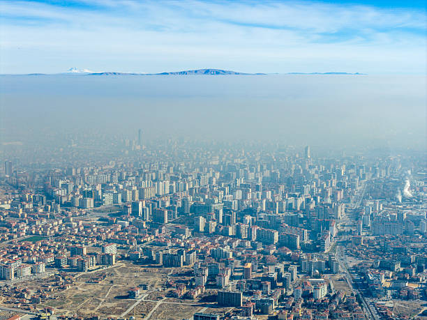 A city under mist and dust, Konya, Turkey