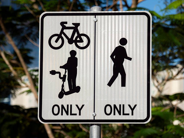 Warning signs for scooters, bicycles and pedestrians