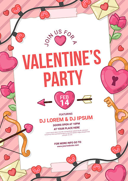 Valentine’s Day vector illustration featuring romantic elements such as hearts, love symbols, gifts, flowers, chocolates, balloons, and decorative ornaments. Suitable for Valentine’s Day sale promotions, party invitations, greeting cards, posters, banners, flyers, social media content, and website headers. Designed in a cute and modern flat style with soft pink and red color palettes. Fully editable, scalable vector graphics ideal for both digital and print use.