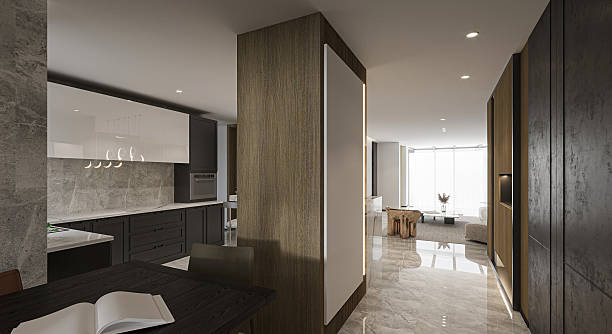 istock Minimalist Open Plan Kitchen Design with High-End Finishes and LED Lighting 2254228630