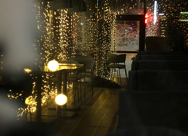 istock A cafe veranda decorated with garlands. 2254228894