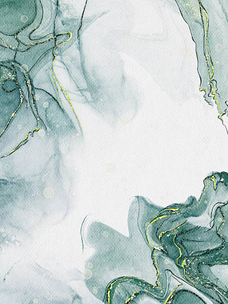 istock Elegant green alcohol ink background with fluid marble texture and golden glitter accents. Modern abstract composition perfect for invitations, branding, packaging, or luxury design projects 2254232046