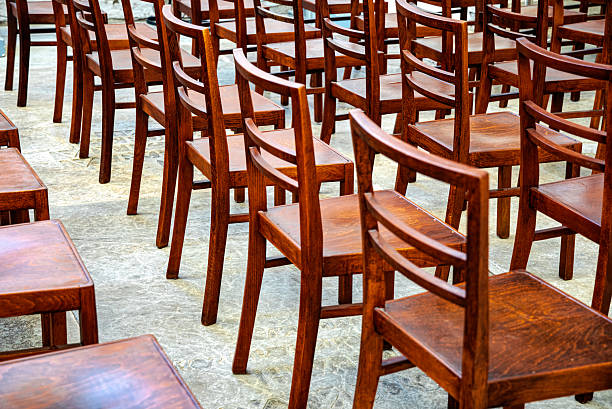 Vintage wooden chairs in the meeting room