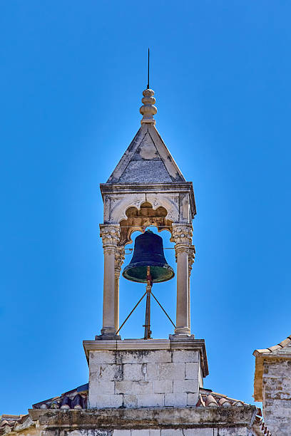 Historic 17th century clock tower and bell at Pjaca Square, Dalmatia County, Split, Croatia, Europe