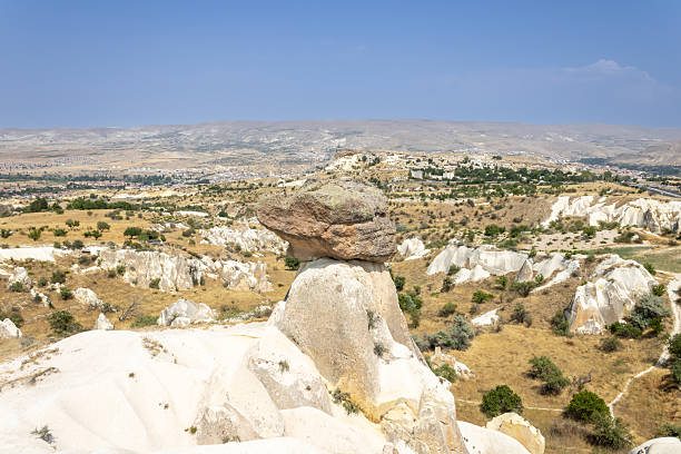 Cappadocia, a semi-arid region in central Turkey, is known for its distinctive “fairy chimneys,” tall, cone-shaped rock formations clustered in Monks Valley, Göreme and elsewhere.