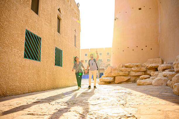 Couple exploring Al Masmak Fort in Riyadh