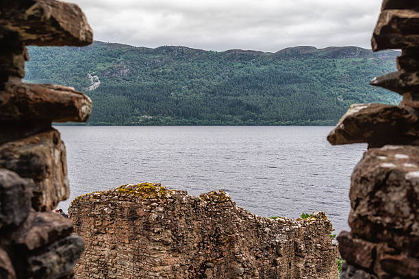 Loch Ness, Scotland, United Kingdom - May 24, 2015: tourists visiting Urquhart Castle beside Loch Ness lake. Visited for the legend of the Loch Ness monster: Nessie.