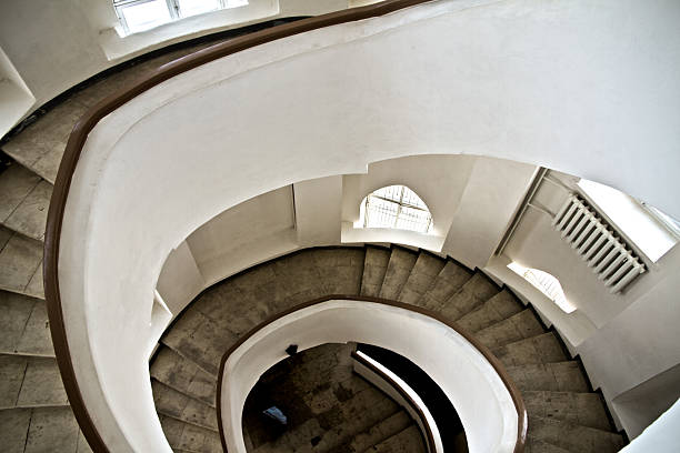 Spiral staircase in sightseeing tower. . High quality photo