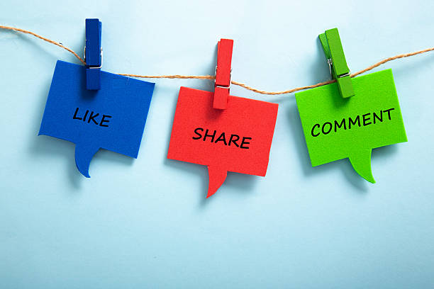 istock Social media engagement with like share comment speech bubble 2254248601