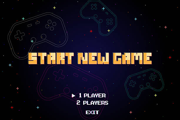 istock Start new game by selecting a player or exiting the game's main menu. Modern trendy game background with lighting effect. Vector illustration 2254249220