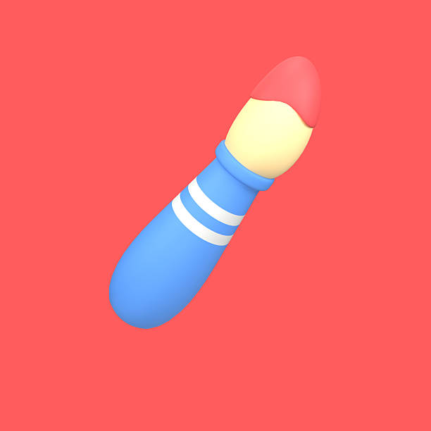 3D Minimalist Blue and Red Paint Brush Icon