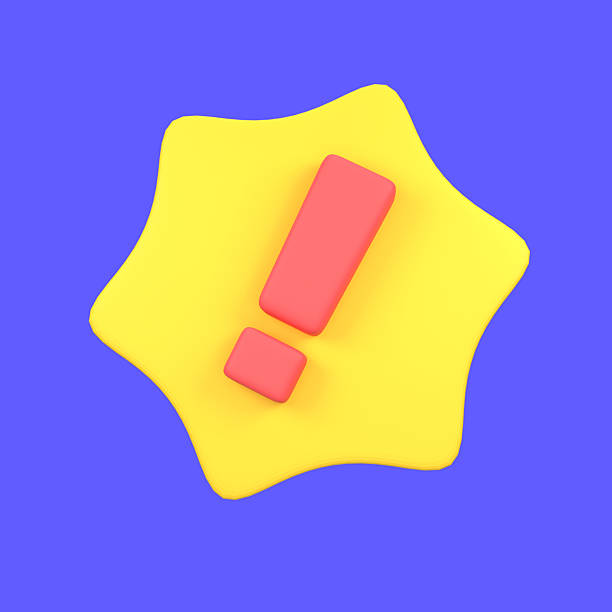 3D Minimalist Red Exclamation Mark on Yellow Star Background