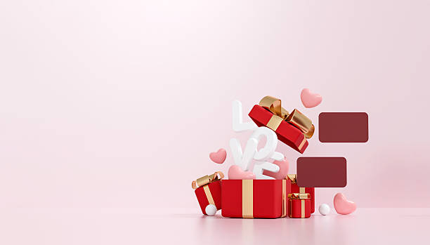 istock 3D Valentine's Day sale banner with red gift boxes on pink background. 2254249882