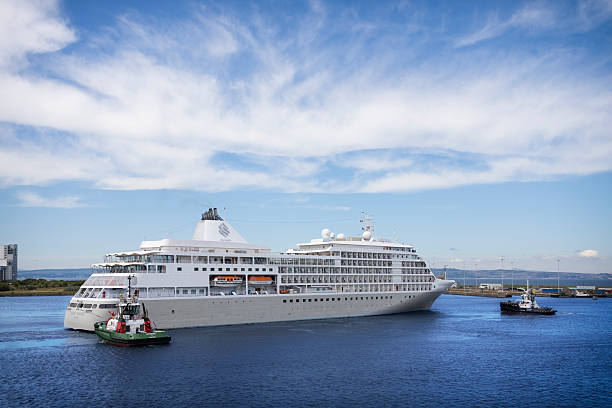 Silversea Cruises' Silver Whisper sails from Edinburgh Harbour to the Firth of Forth
