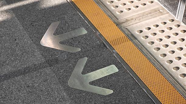 istock Arrow signs at floor of skytrain. 2254253282