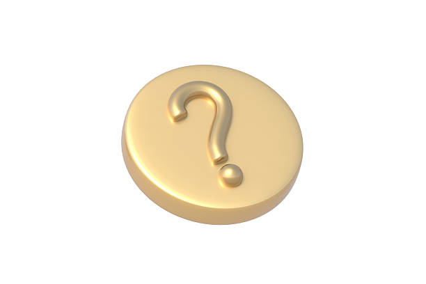 Golden question mark isolated on white background. 3d render