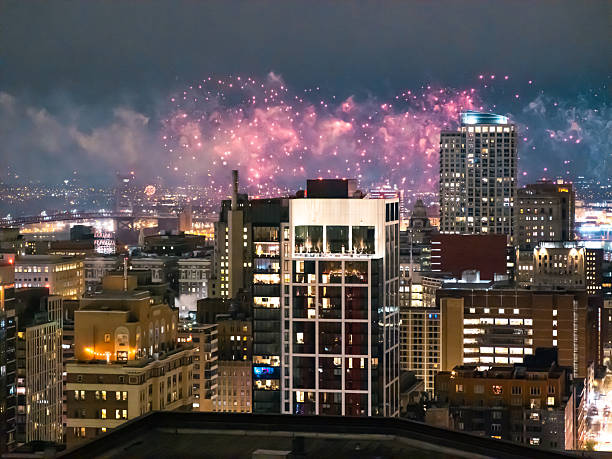 The beautiful fireworks lighting up the sky in Belgrade, Serbia.