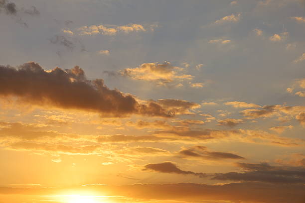 Dramatic sunset sky with colorful clouds at dusk. Nature background and texture - sky replacement